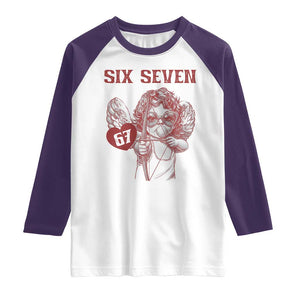 67 Valetines Meme Raglan Shirt Funny Six Seven Valentines Day Heart TS14 White Purple Print Your Wear