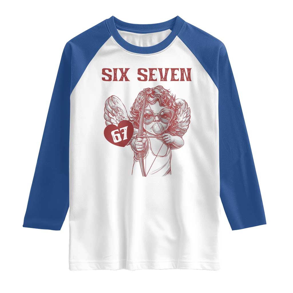 67 Valetines Meme Raglan Shirt Funny Six Seven Valentines Day Heart TS14 White Royal Print Your Wear