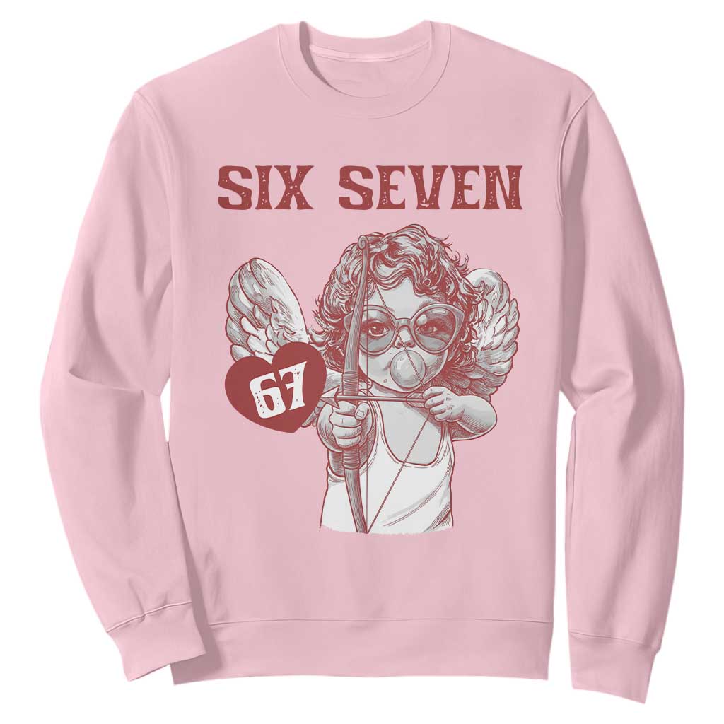 67 Valetines Meme Sweatshirt Funny Six Seven Valentines Day Heart TS14 Light Pink Print Your Wear