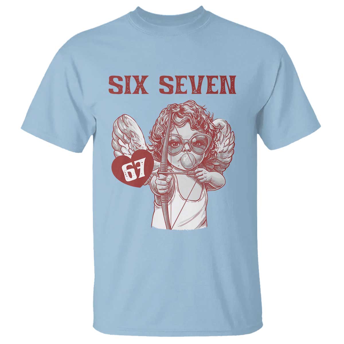 67 Valetines Meme T Shirt Funny Six Seven Valentines Day Heart TS14 Light Blue Print Your Wear