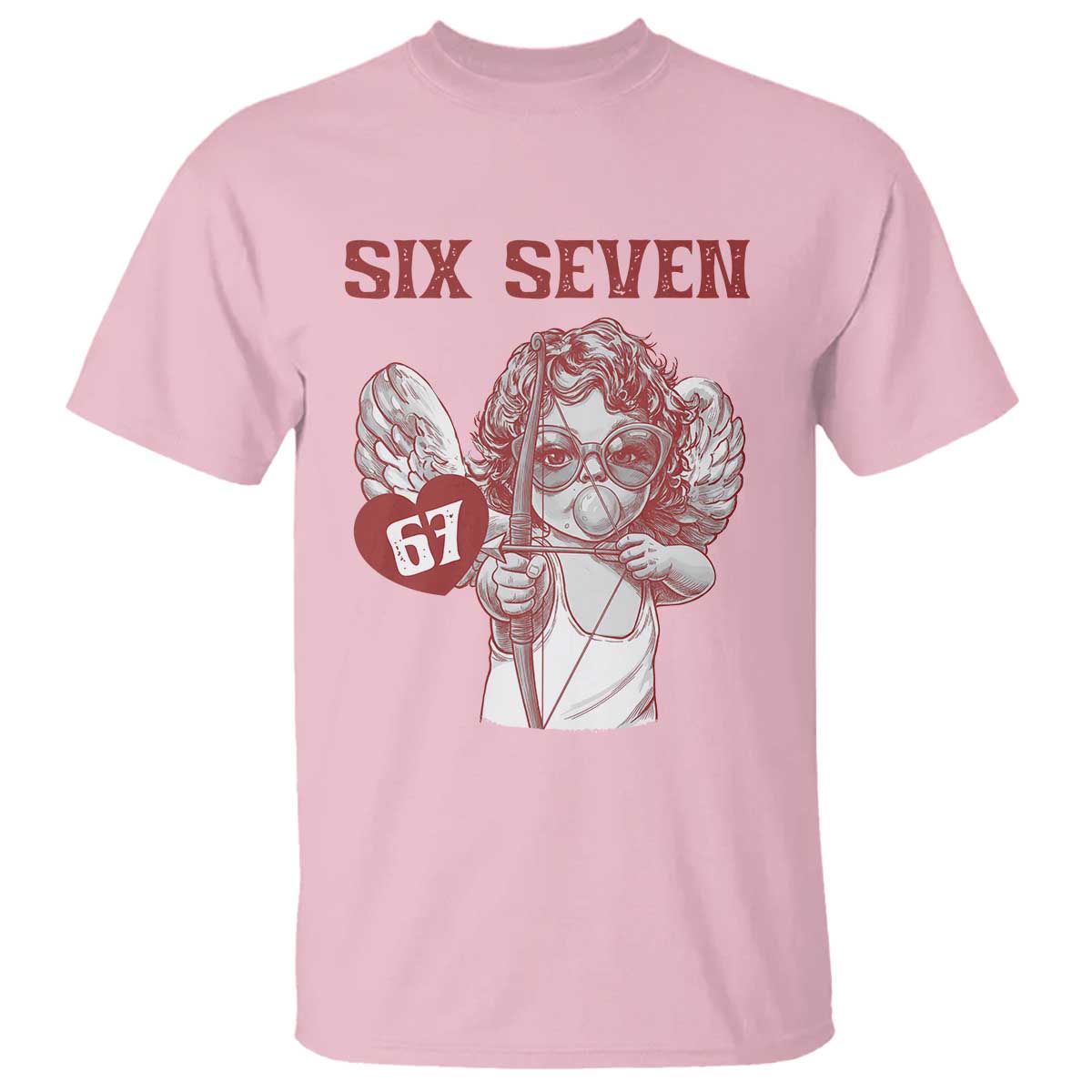 67 Valetines Meme T Shirt Funny Six Seven Valentines Day Heart TS14 Light Pink Print Your Wear