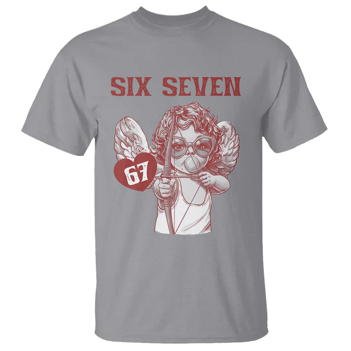 67 Valetines Meme T Shirt Funny Six Seven Valentines Day Heart TS14 Sport Gray Print Your Wear