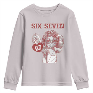 67 Valetines Meme Youth Sweatshirt Funny Six Seven Valentines Day Heart TS14 Ice Gray Print Your Wear