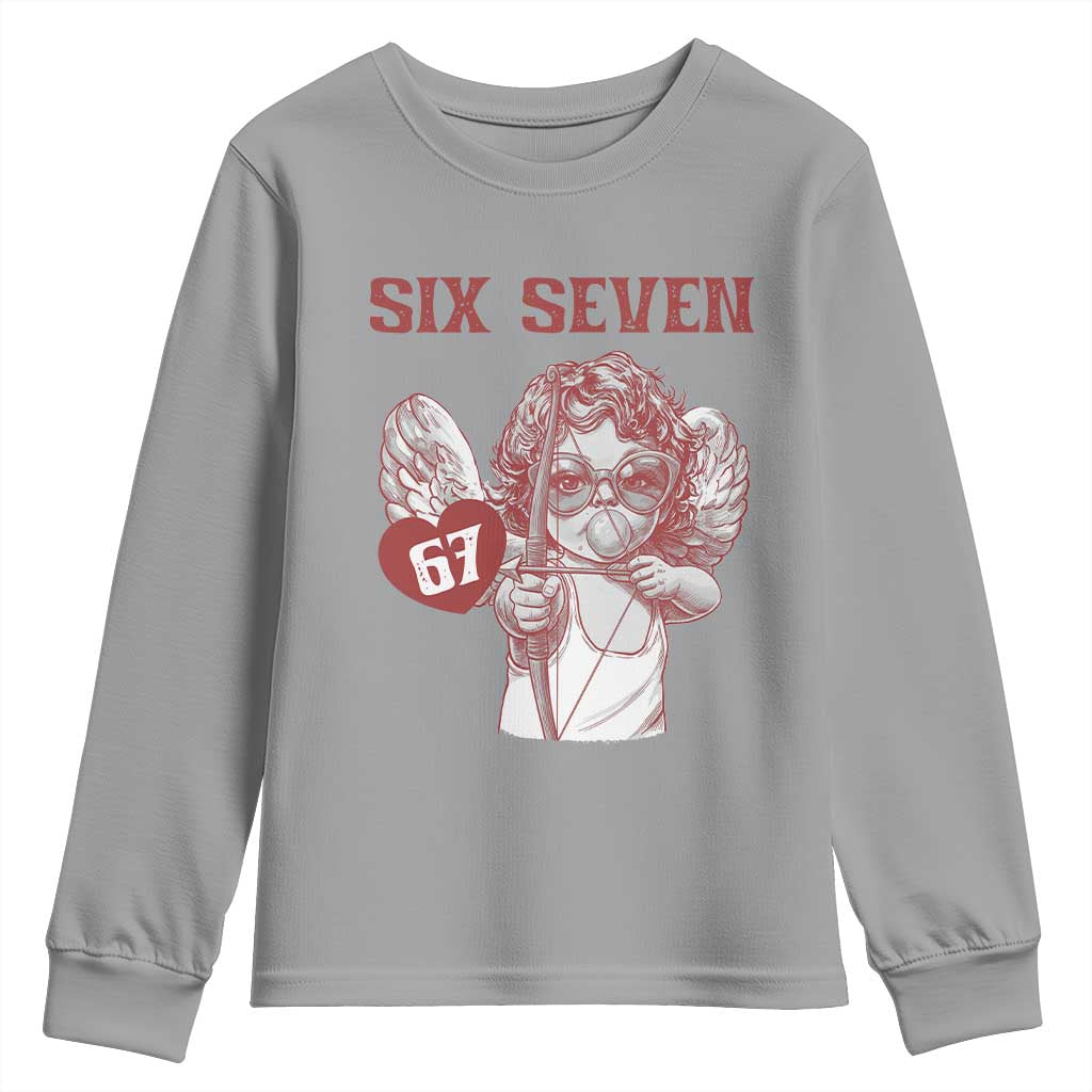 67 Valetines Meme Youth Sweatshirt Funny Six Seven Valentines Day Heart TS14 Sport Gray Print Your Wear