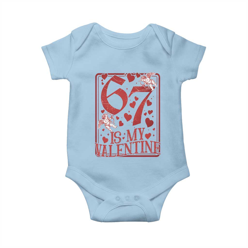67 Valentines Playing Card Baby Onesie Funny Six Seven Relationship Meme TS14 Light Blue Print Your Wear