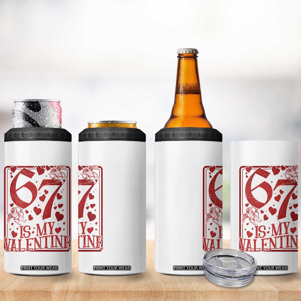 67 Valentines Playing Card 4 in 1 Can Cooler Tumbler Funny Six Seven Relationship Meme TS14 Print Your Wear
