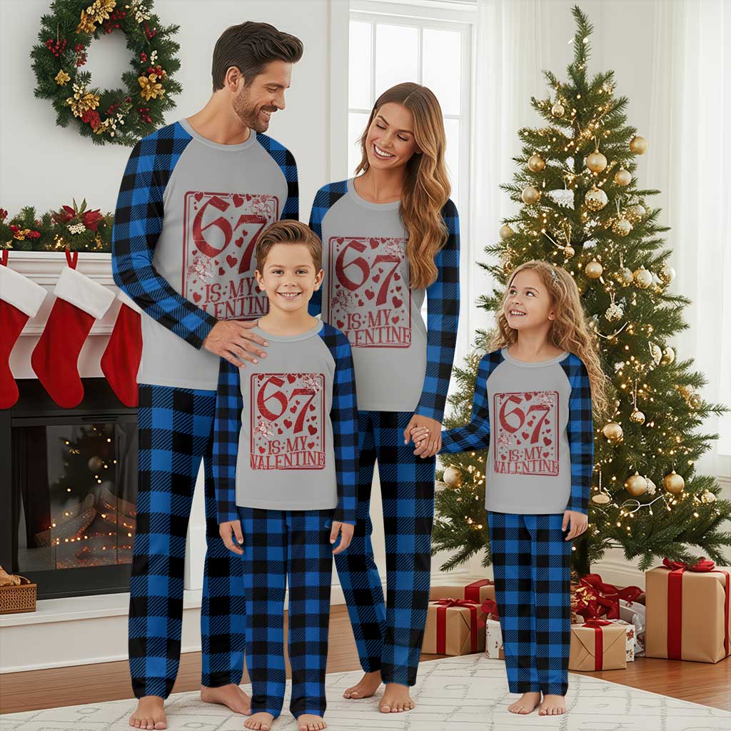 67 Valentines Playing Card Plaid Pajama Set Funny Six Seven Relationship Meme TS14 Blue Plaid Print Your Wear