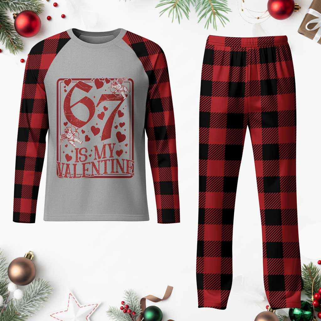 67 Valentines Playing Card Plaid Pajama Set Funny Six Seven Relationship Meme TS14 Buffalo Plaid Print Your Wear