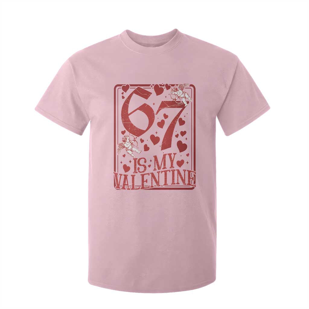 67 Valentines Playing Card T Shirt For Kid Funny Six Seven Relationship Meme TS14 Light Pink Print Your Wear