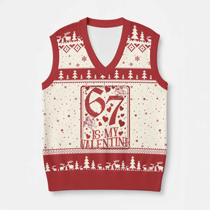 67 Valentines Playing Card V-Neck Knit Sweater Vest Funny Six Seven Relationship Meme TS14 Beige Red Print Your Wear