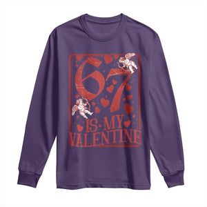 67 Valentines Playing Card Long Sleeve Shirt Funny Six Seven Relationship Meme TS14 Purple Print Your Wear