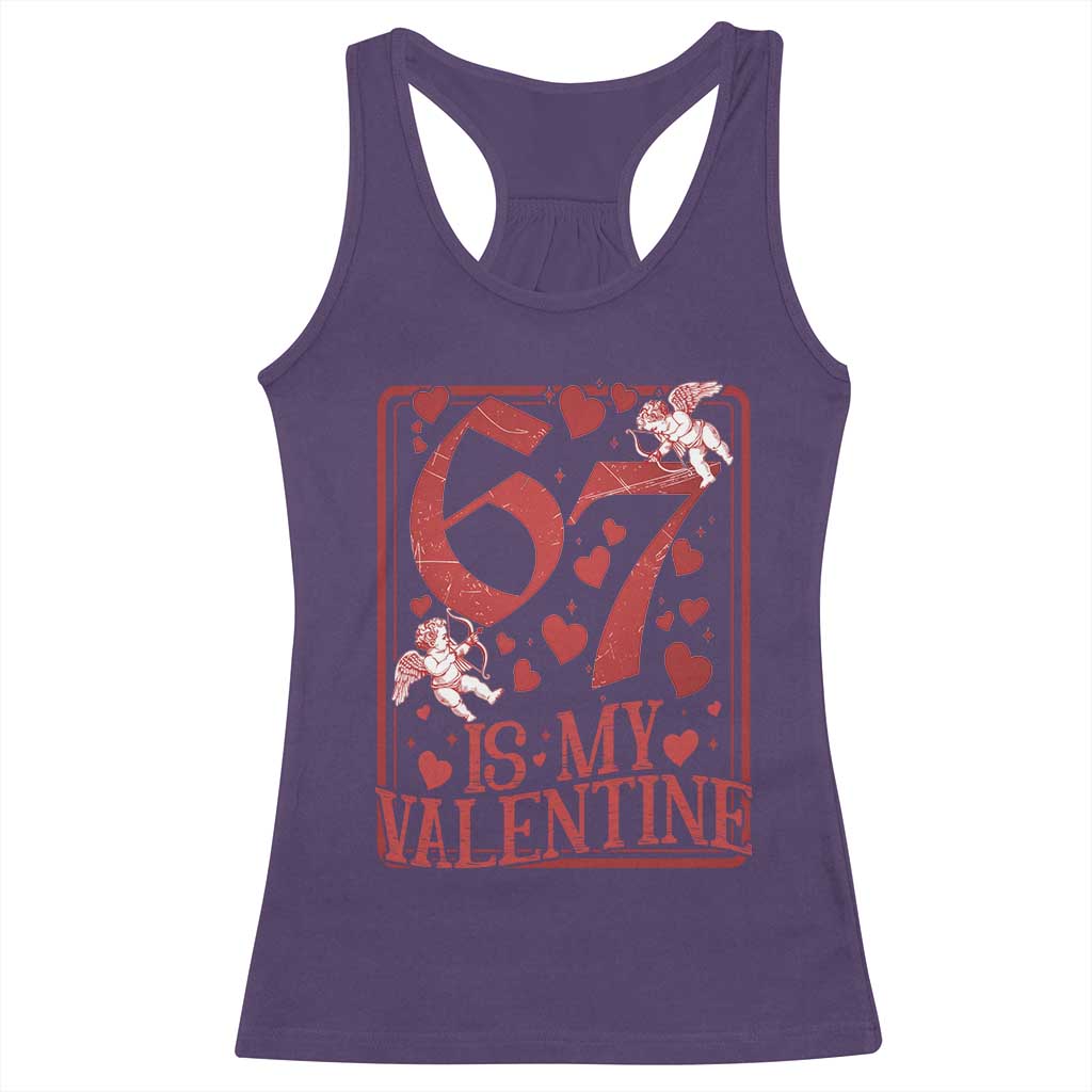 67 Valentines Playing Card Racerback Tank Top Funny Six Seven Relationship Meme TS14 Purple Print Your Wear