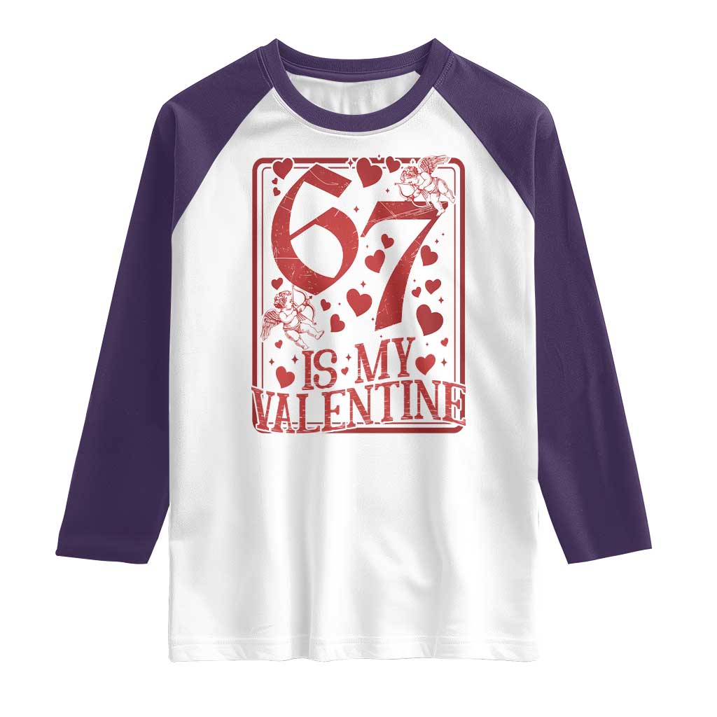 67 Valentines Playing Card Raglan Shirt Funny Six Seven Relationship Meme TS14 White Purple Print Your Wear