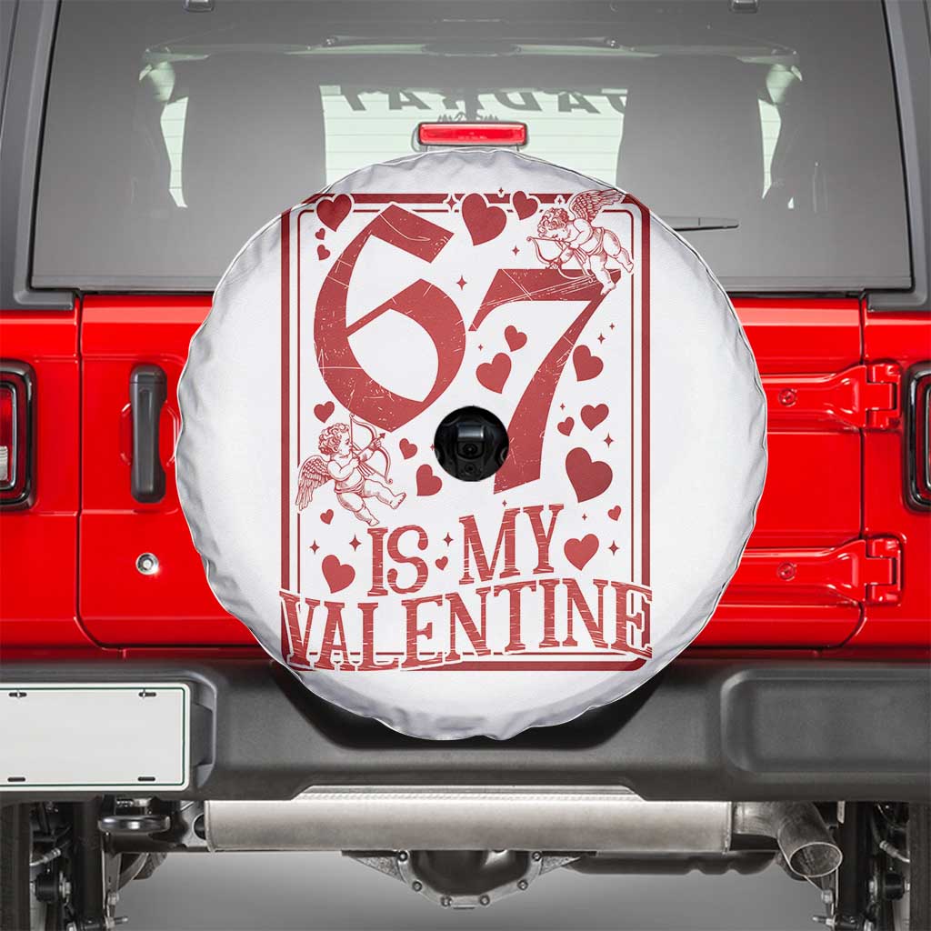67 Valentines Playing Card Spare Tire Cover Funny Six Seven Relationship Meme TS14 White Print Your Wear