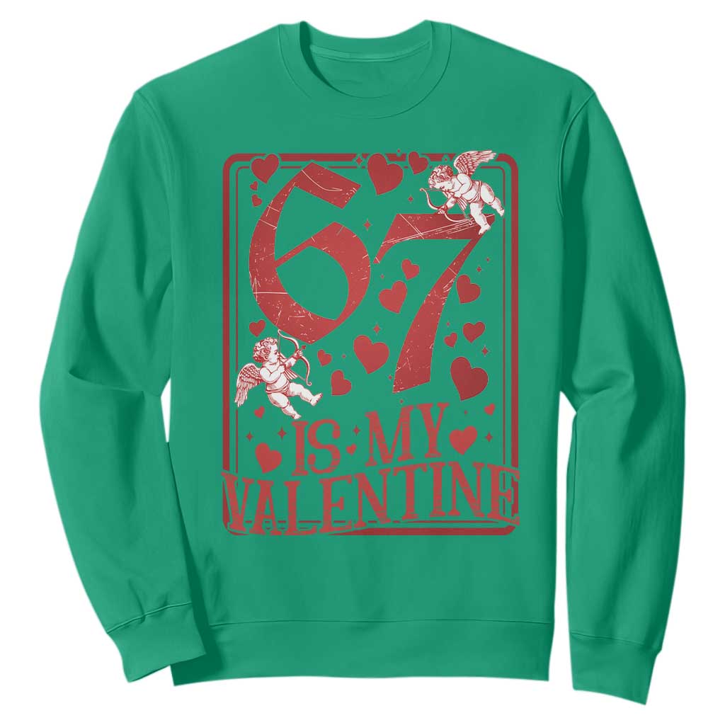 67 Valentines Playing Card Sweatshirt Funny Six Seven Relationship Meme TS14 Irish Green Print Your Wear