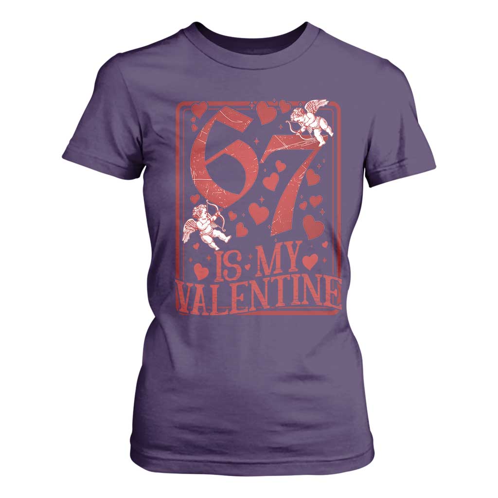 67 Valentines Playing Card T Shirt For Women Funny Six Seven Relationship Meme TS14 Purple Print Your Wear