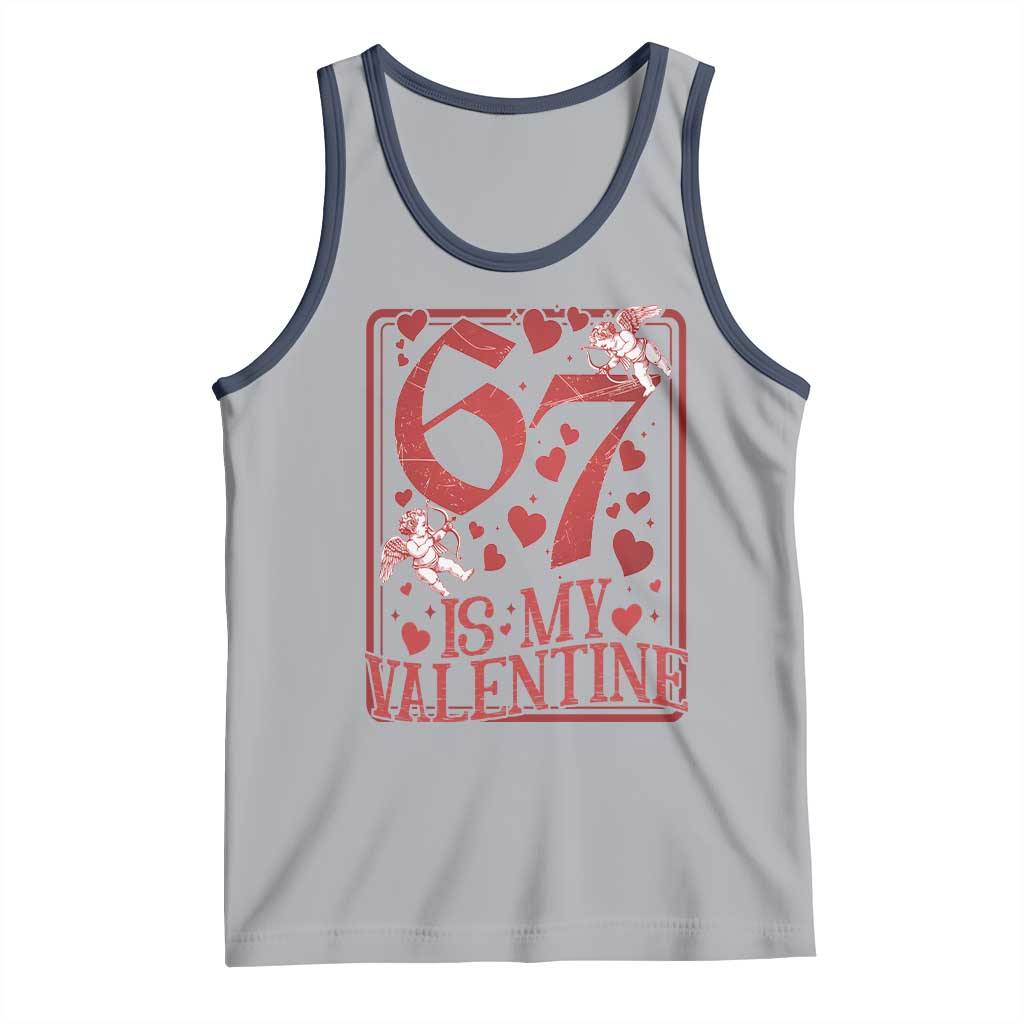 67 Valentines Playing Card Tank Top Funny Six Seven Relationship Meme TS14 Athletic Heather Navy Print Your Wear