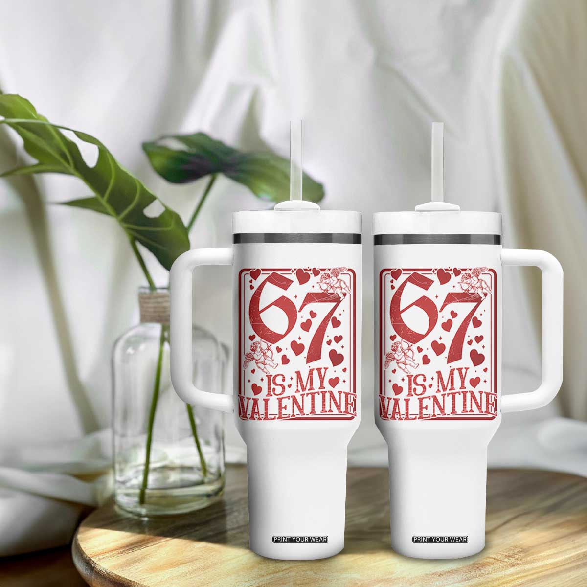 67 Valentines Playing Card Tumbler With Handle Funny Six Seven Relationship Meme TS14 Print Your Wear