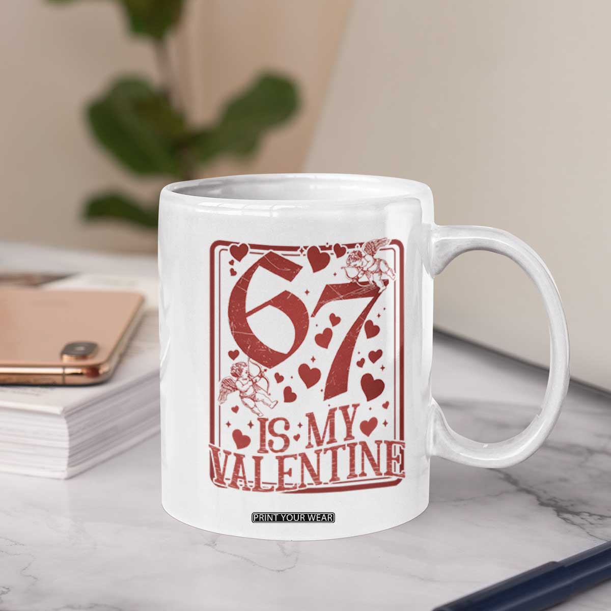 67 Valentines Playing Card Coffee Mug Funny Six Seven Relationship Meme TS14 Print Your Wear