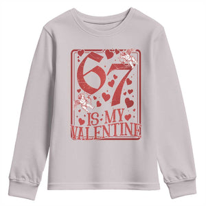 67 Valentines Playing Card Youth Sweatshirt Funny Six Seven Relationship Meme TS14 Ice Gray Print Your Wear