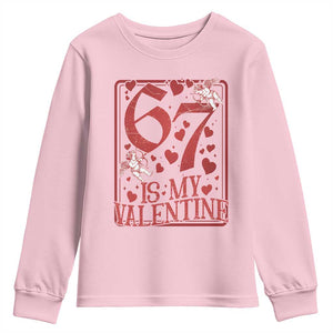 67 Valentines Playing Card Youth Sweatshirt Funny Six Seven Relationship Meme TS14 Light Pink Print Your Wear