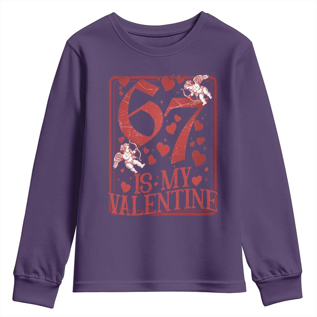 67 Valentines Playing Card Youth Sweatshirt Funny Six Seven Relationship Meme TS14 Purple Print Your Wear