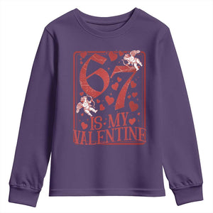 67 Valentines Playing Card Youth Sweatshirt Funny Six Seven Relationship Meme TS14 Purple Print Your Wear