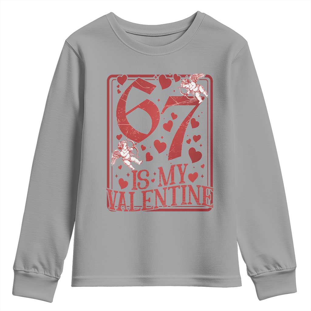 67 Valentines Playing Card Youth Sweatshirt Funny Six Seven Relationship Meme TS14 Sport Gray Print Your Wear
