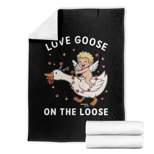 Funny Valentine Goose Throw Blanket Love Goose On The Loose TS14 Black Print Your Wear