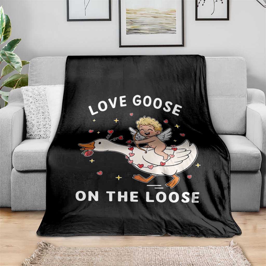 Funny Valentine Goose Throw Blanket Love Goose On The Loose TS14 Print Your Wear