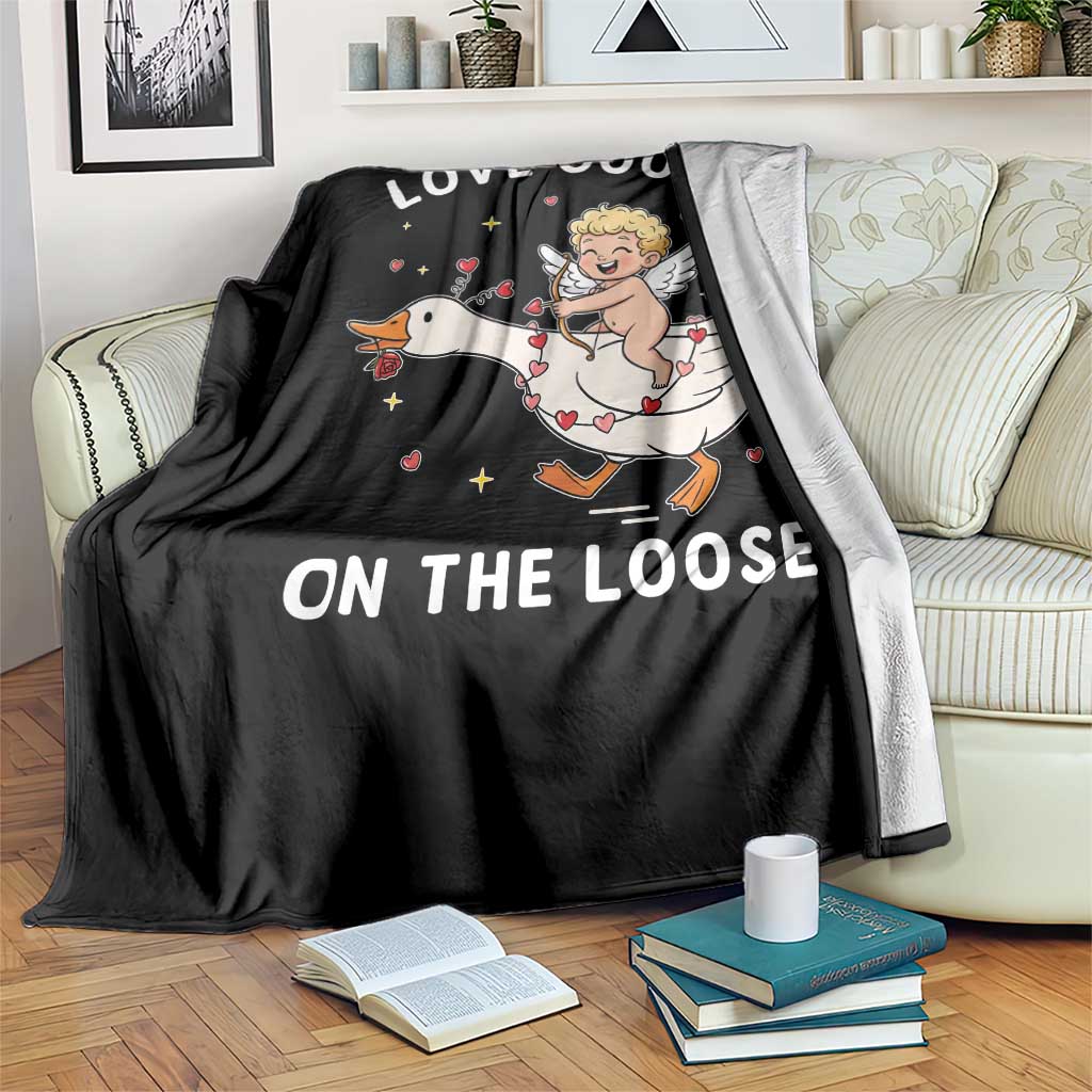 Funny Valentine Goose Throw Blanket Love Goose On The Loose TS14 Print Your Wear