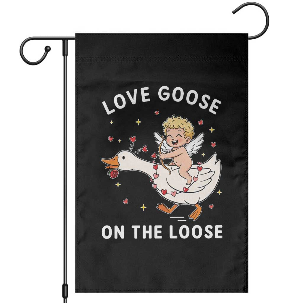 Funny Valentine Goose Garden Flag Love Goose On The Loose TS14 Black Print Your Wear