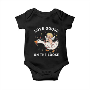 Funny Valentine Goose Baby Onesie Love Goose On The Loose TS14 Black Print Your Wear