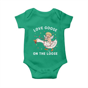 Funny Valentine Goose Baby Onesie Love Goose On The Loose TS14 Irish Green Print Your Wear