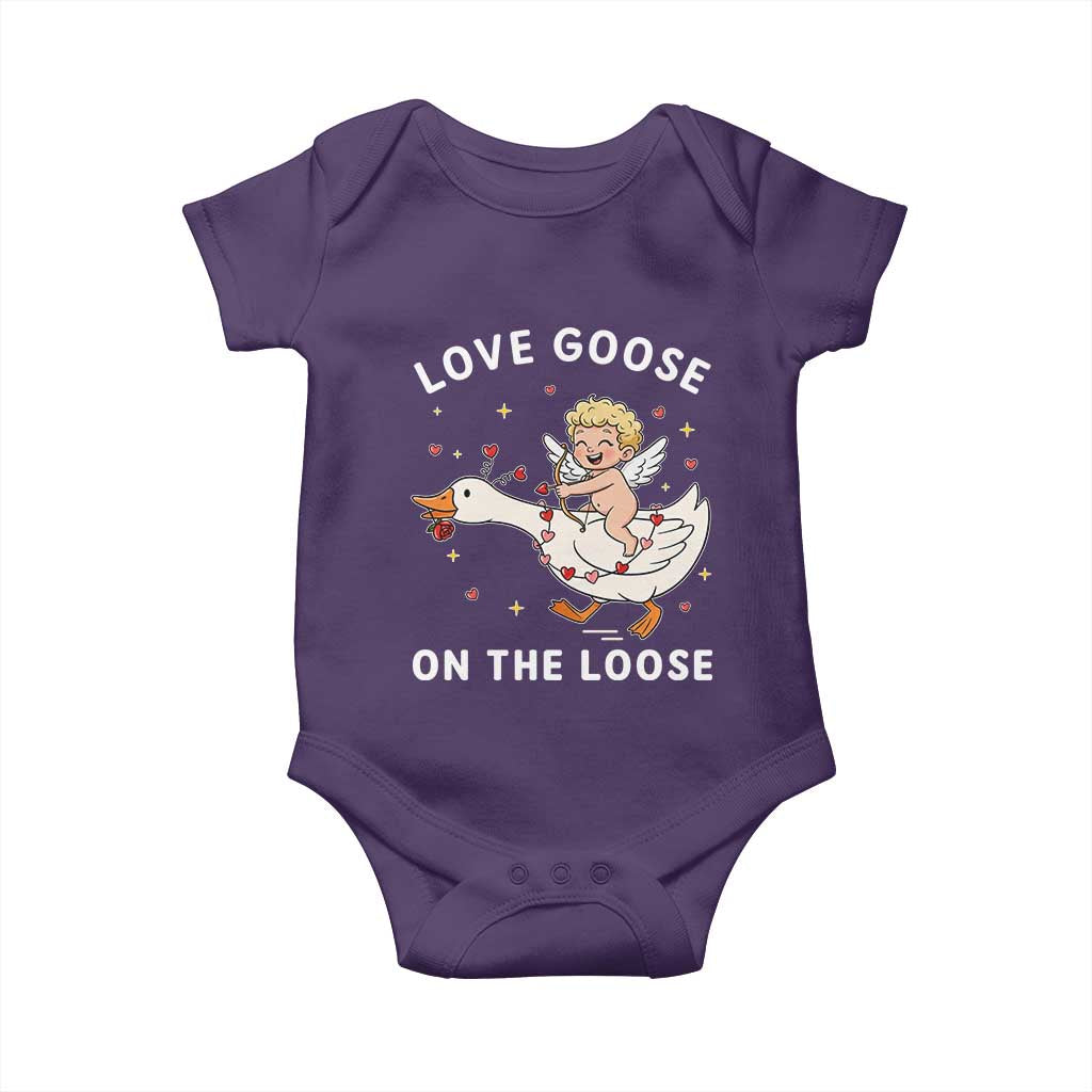 Funny Valentine Goose Baby Onesie Love Goose On The Loose TS14 Purple Print Your Wear