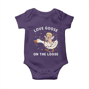 Funny Valentine Goose Baby Onesie Love Goose On The Loose TS14 Purple Print Your Wear
