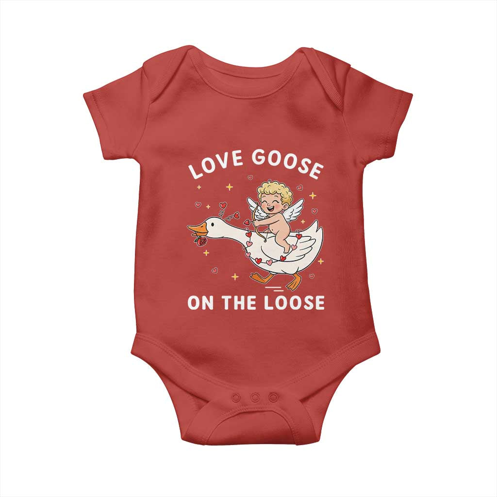 Funny Valentine Goose Baby Onesie Love Goose On The Loose TS14 Red Print Your Wear