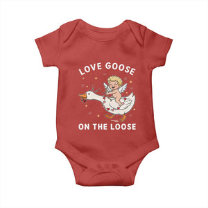 Funny Valentine Goose Baby Onesie Love Goose On The Loose TS14 Red Print Your Wear