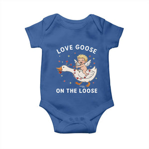 Funny Valentine Goose Baby Onesie Love Goose On The Loose TS14 Royal Blue Print Your Wear