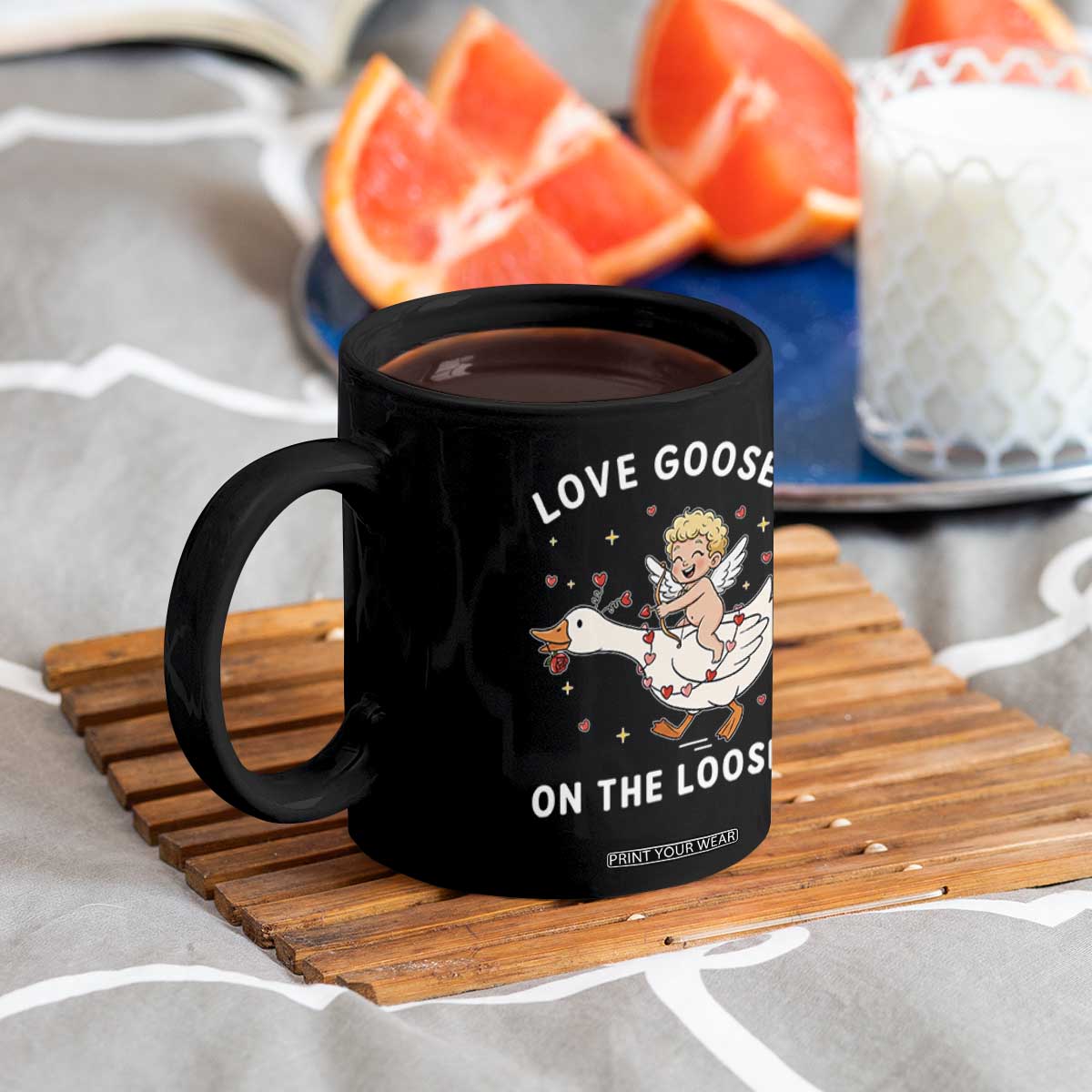Funny Valentine Goose Coffee Mug Love Goose On The Loose TS14 Print Your Wear