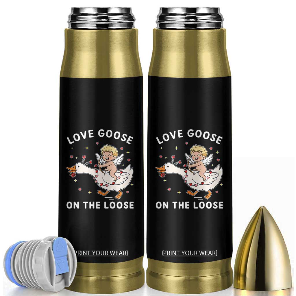 Funny Valentine Goose Bullet Tumbler Love Goose On The Loose TS14 Black Print Your Wear