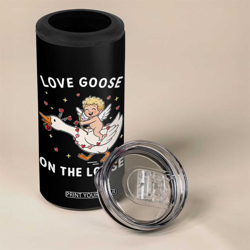 Funny Valentine Goose 4 in 1 Can Cooler Tumbler Love Goose On The Loose TS14 Print Your Wear