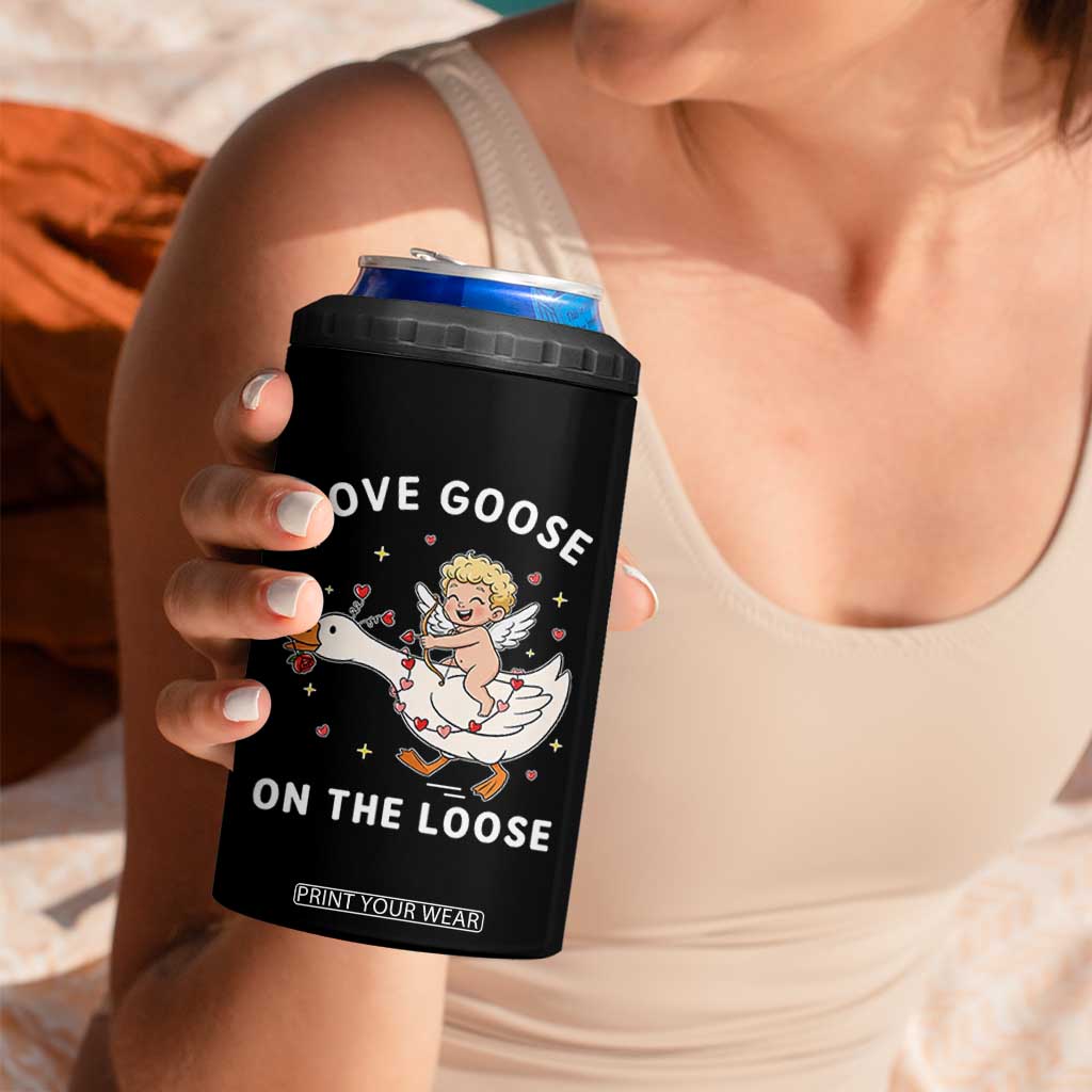Funny Valentine Goose 4 in 1 Can Cooler Tumbler Love Goose On The Loose TS14 Print Your Wear