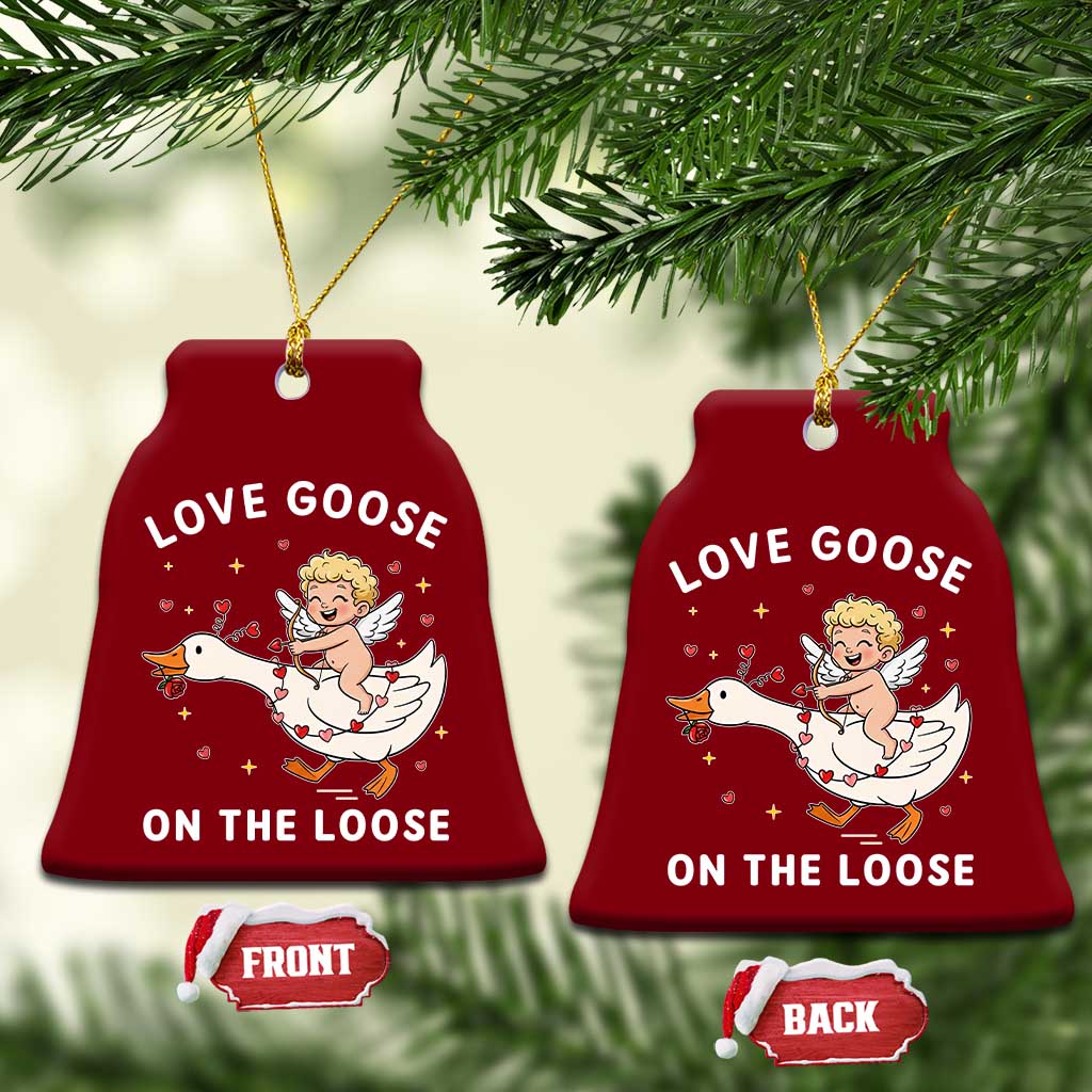 Funny Valentine Goose Ceramic Ornament Love Goose On The Loose TS14 Print Your Wear