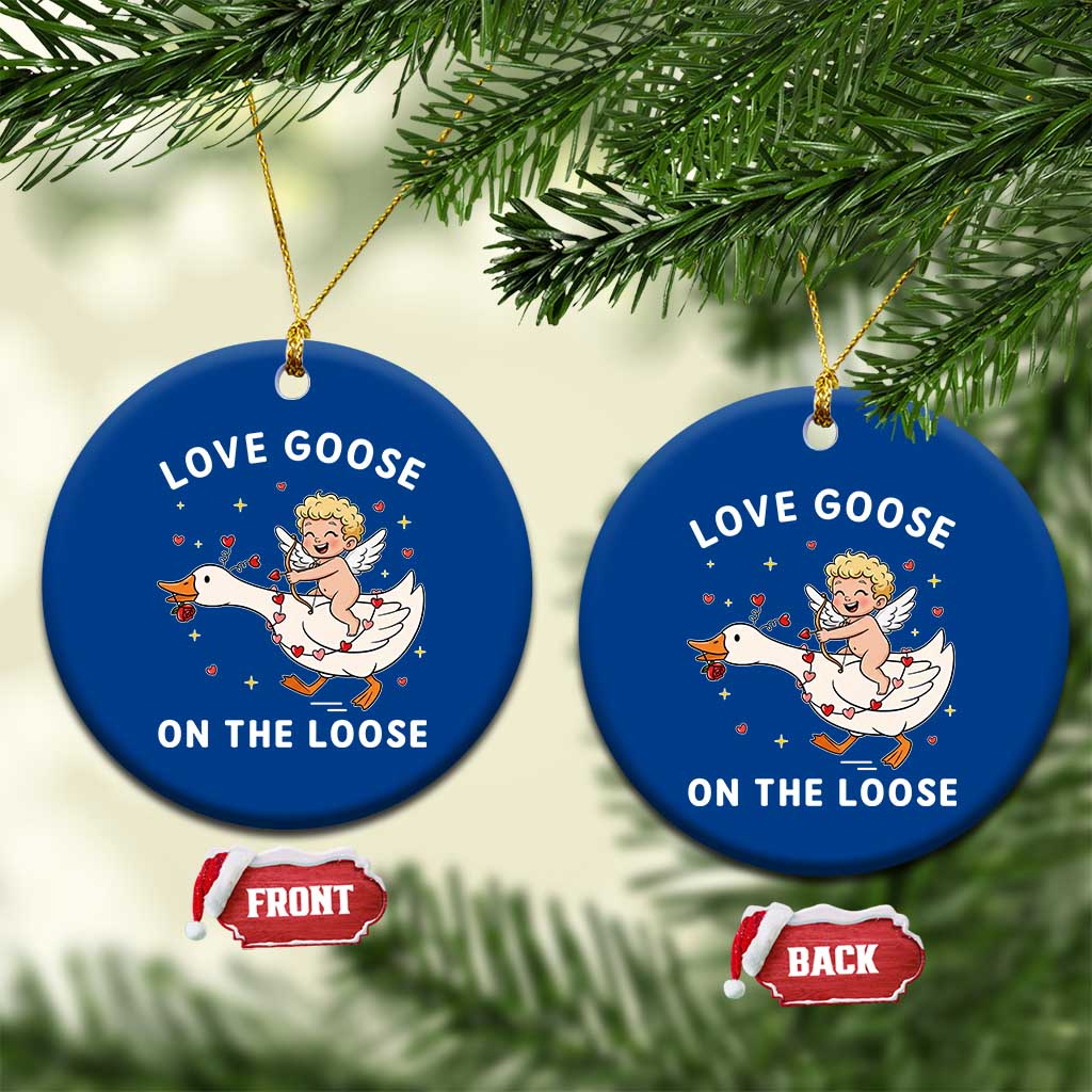 Funny Valentine Goose Ceramic Ornament Love Goose On The Loose TS14 1pc Blue Print Your Wear