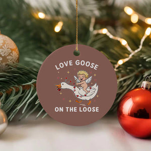 Funny Valentine Goose Ceramic Ornament Love Goose On The Loose TS14 1pc Mocha Print Your Wear