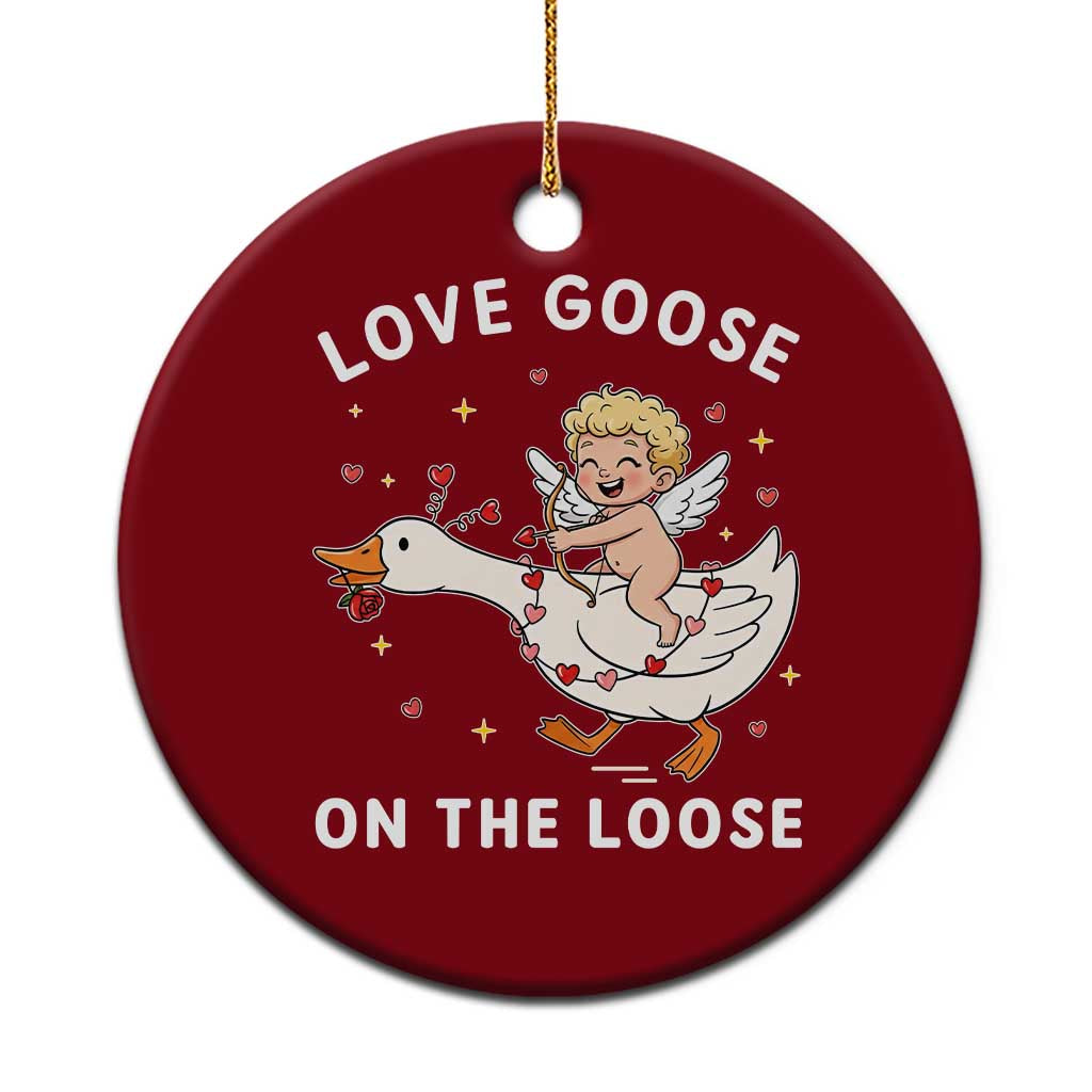 Funny Valentine Goose Ceramic Ornament Love Goose On The Loose TS14 1pc Red Print Your Wear
