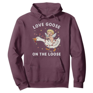 Funny Valentine Goose Hoodie Love Goose On The Loose TS14 Maroon Print Your Wear