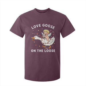 Funny Valentine Goose T Shirt For Kid Love Goose On The Loose TS14 Maroon Print Your Wear