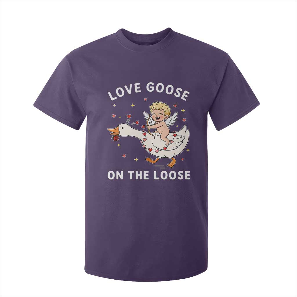 Funny Valentine Goose T Shirt For Kid Love Goose On The Loose TS14 Purple Print Your Wear